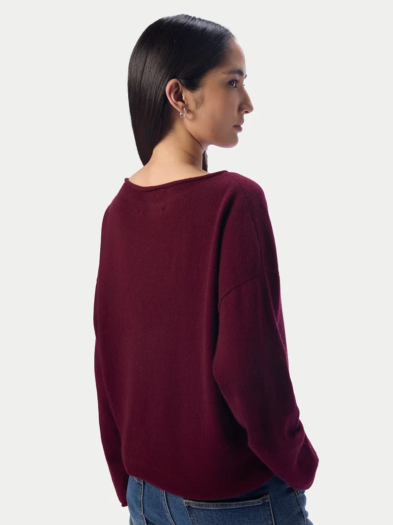 Kaschmirpullover mit U-Boot-Ausschnitt