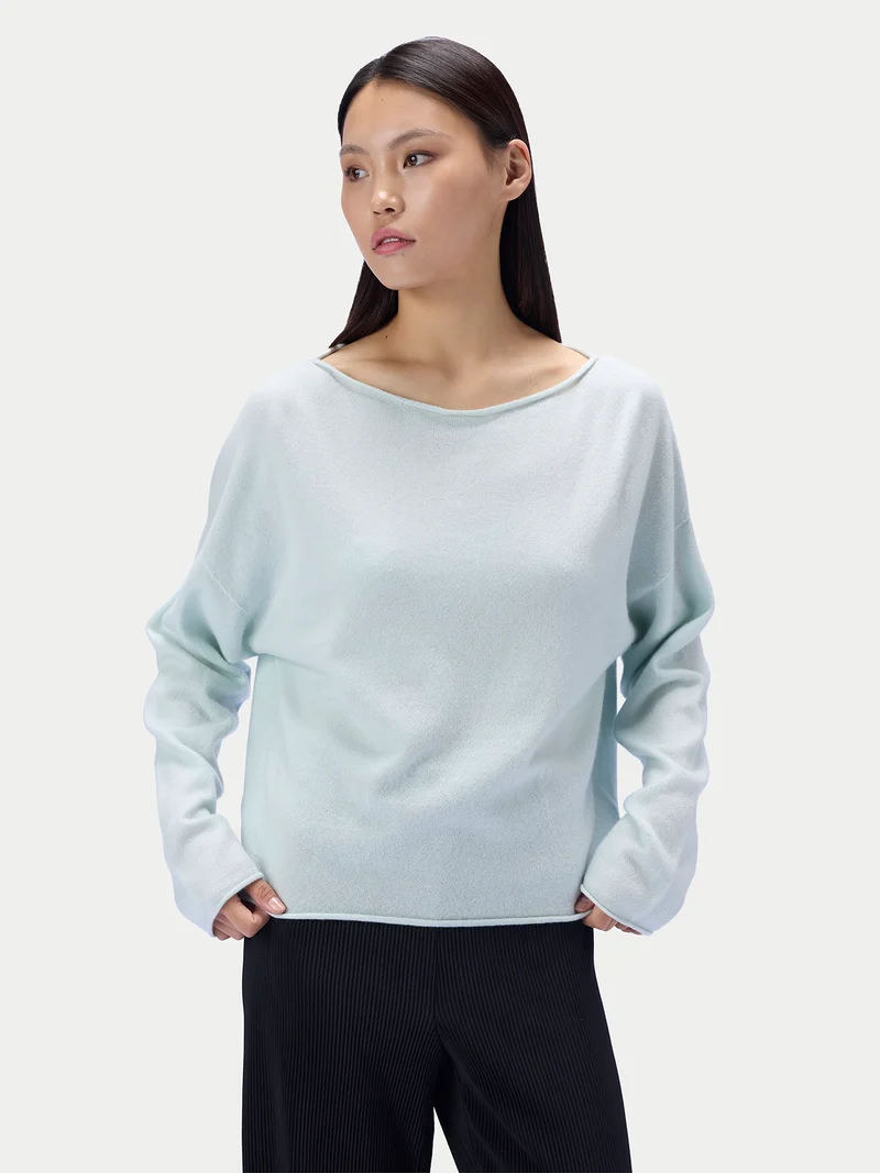 Kaschmirpullover mit U-Boot-Ausschnitt