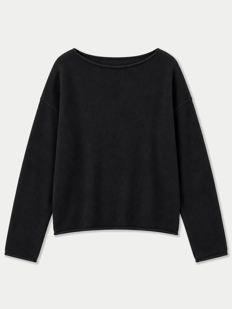 Kaschmirpullover mit U-Boot-Ausschnitt