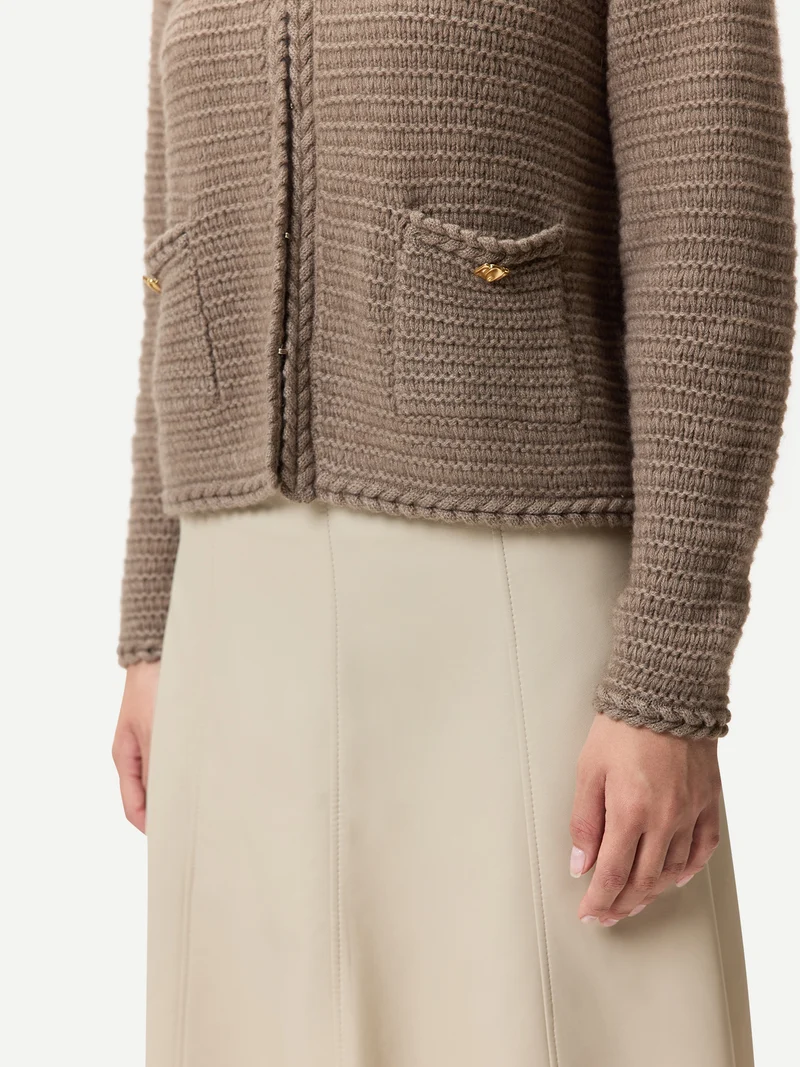 Texturierter Strick Kaschmir-Cardigan