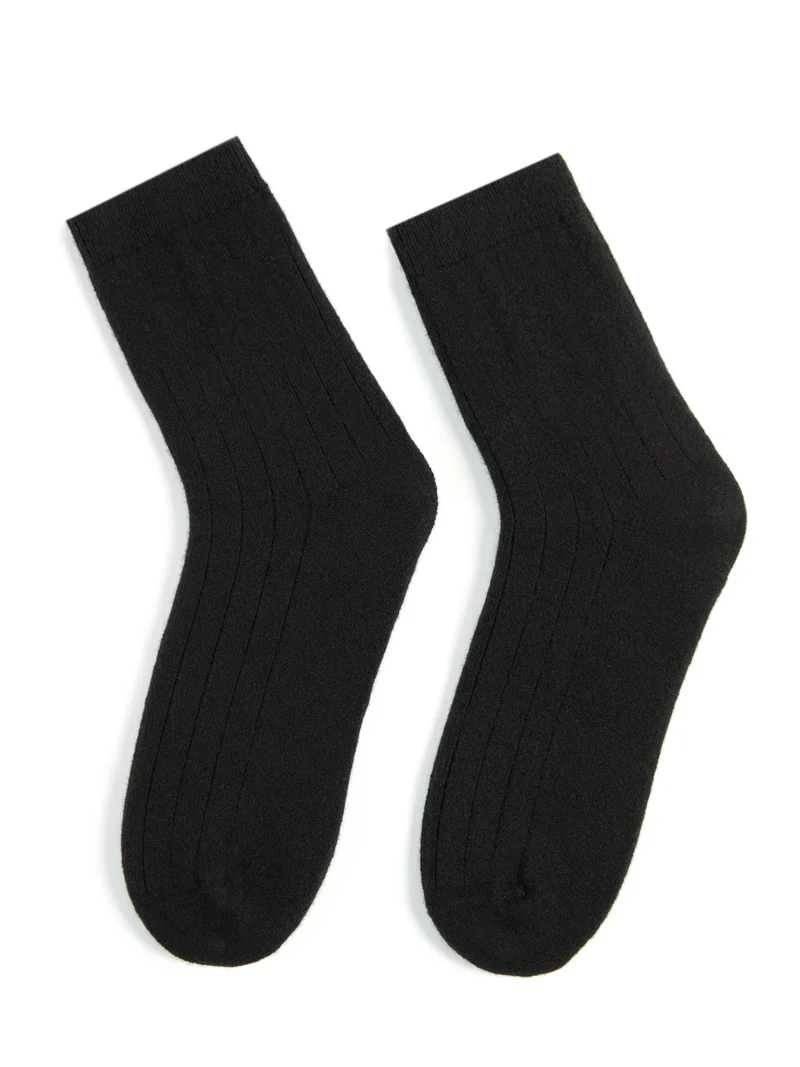 Unisex Kaschmir Strick-Bettsocken mit Trim