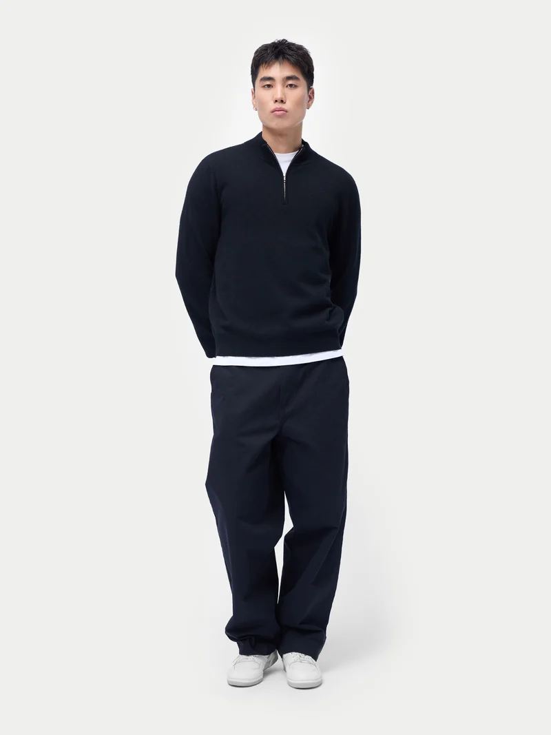 Kaschmir-Pullover mit halbem Reißverschluss