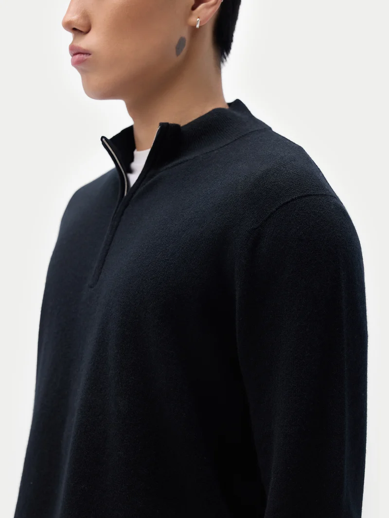 Kaschmir-Pullover mit halbem Reißverschluss