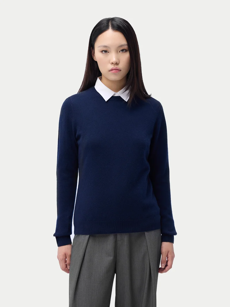 Basic R-Ausschnitt Kaschmirpullover