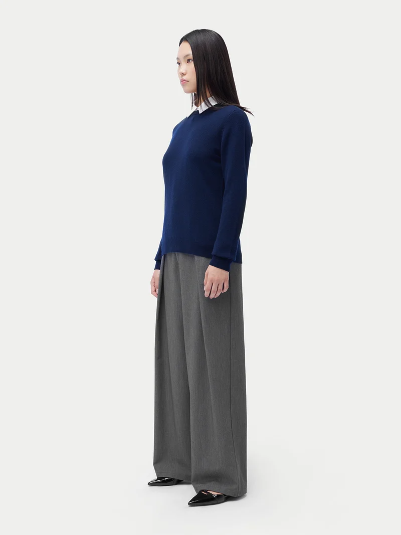 Basic R-Ausschnitt Kaschmirpullover