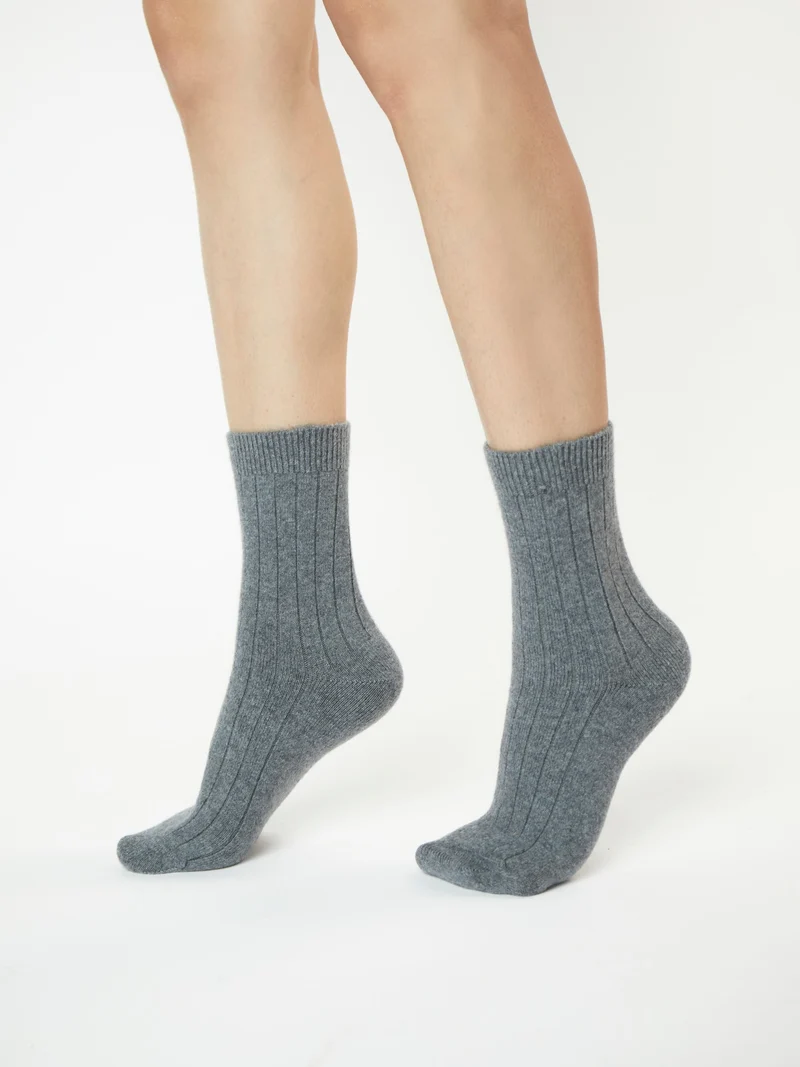 Unisex Kaschmir Strick-Bettsocken mit Trim