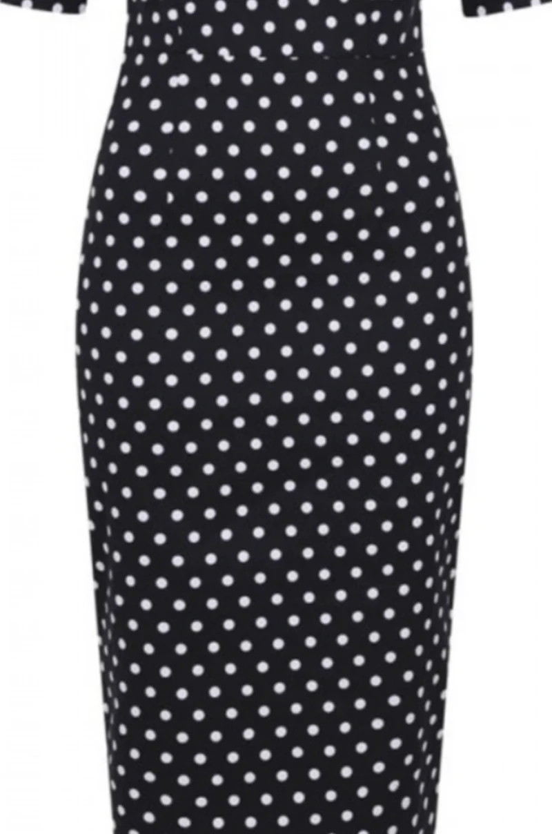Bleistiftkleid Amber Polka, Schwarz-Weiß