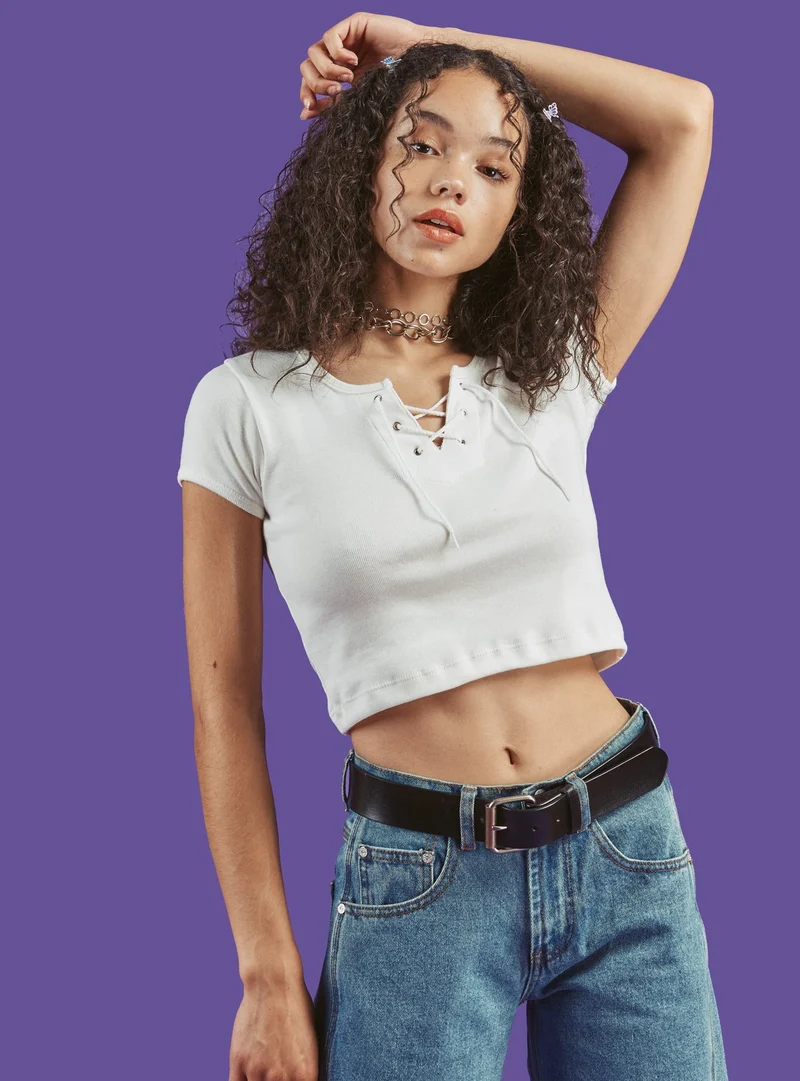 Lace Up Baby Tee Two-Pack