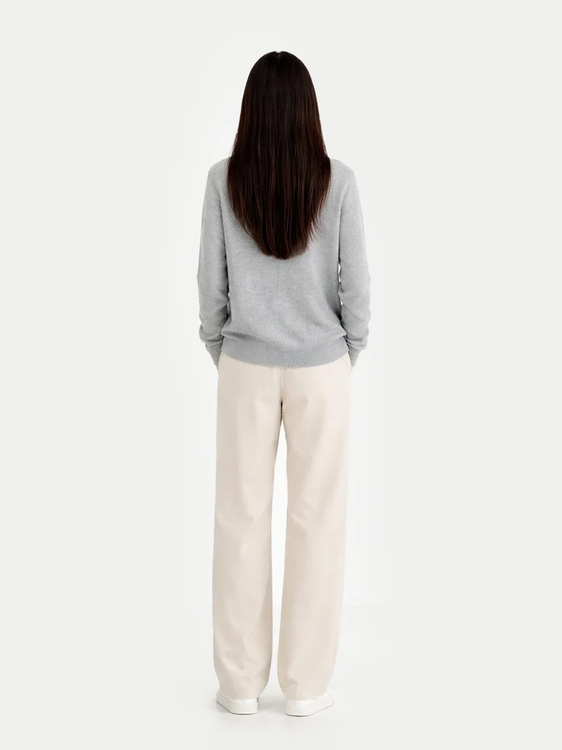 Basic V-Ausschnitt Kaschmirpullover