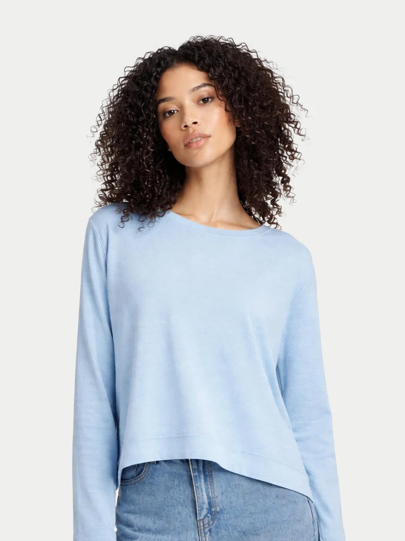 Pullover mit Bootsausschnitt aus Baumwoll-Seiden-Kaschmir-Mischung