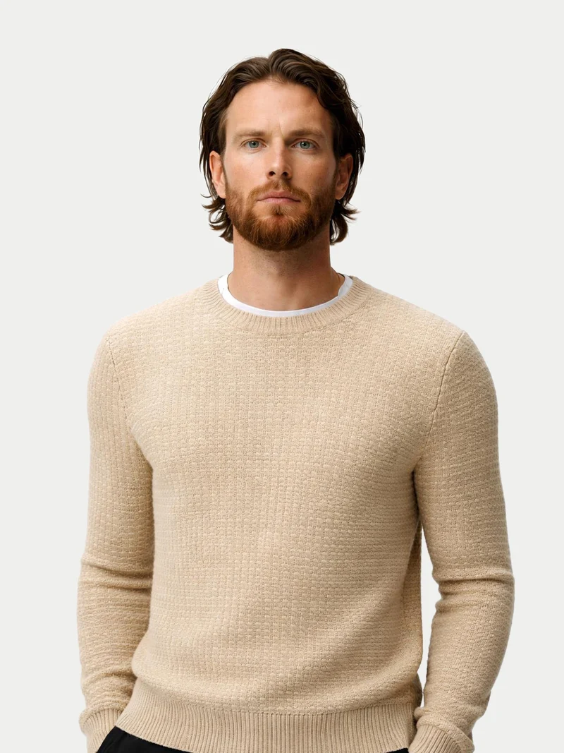 Herren Kaschmir-Pullover im Waffelstrick