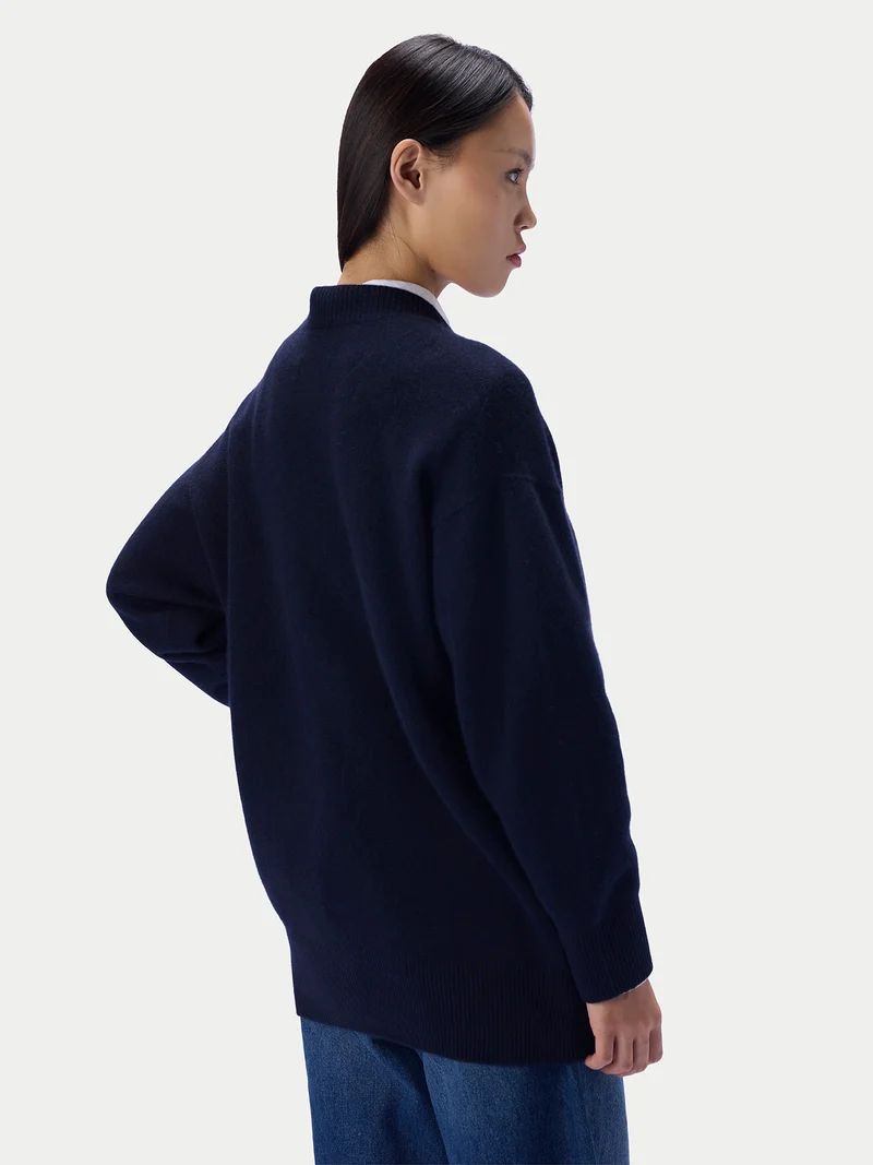 Kaschmir-Strickjacke mit lockerer Passform und V-Ausschnitt