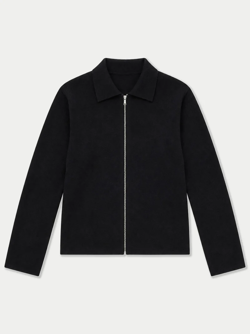 Kaschmir-Seide Strickjacke, kurz, mit Reißverschluss
