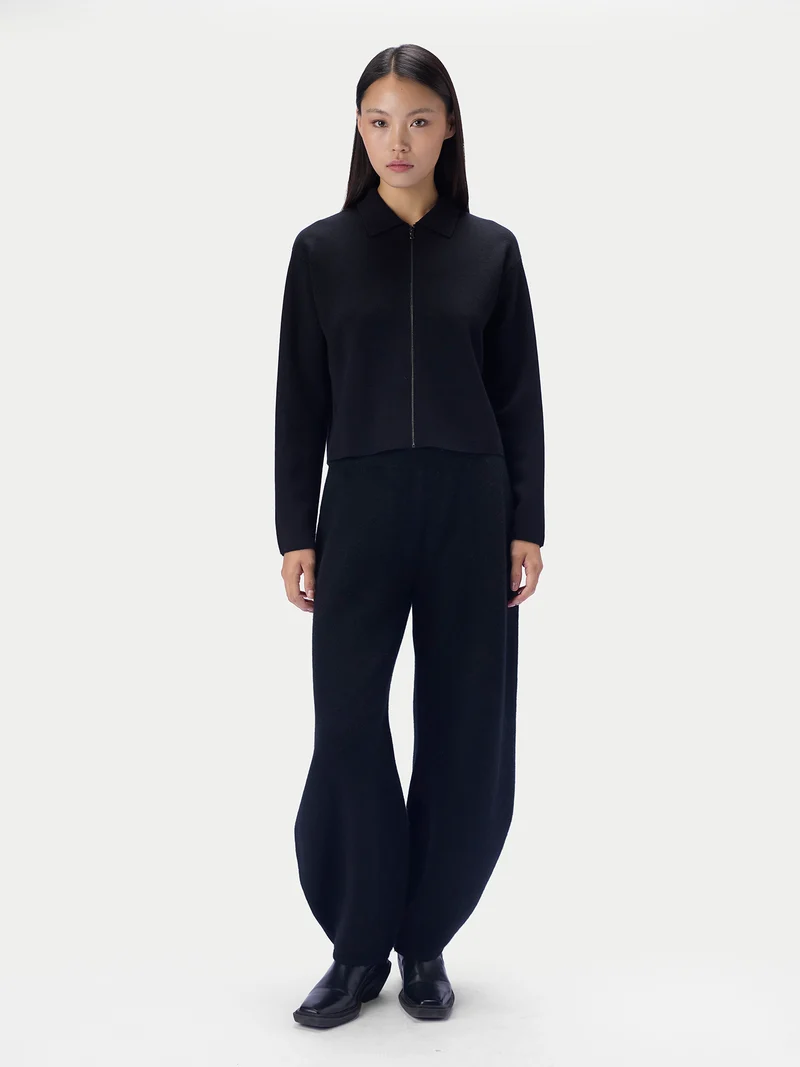 Kaschmir-Seide Strickjacke, kurz, mit Reißverschluss