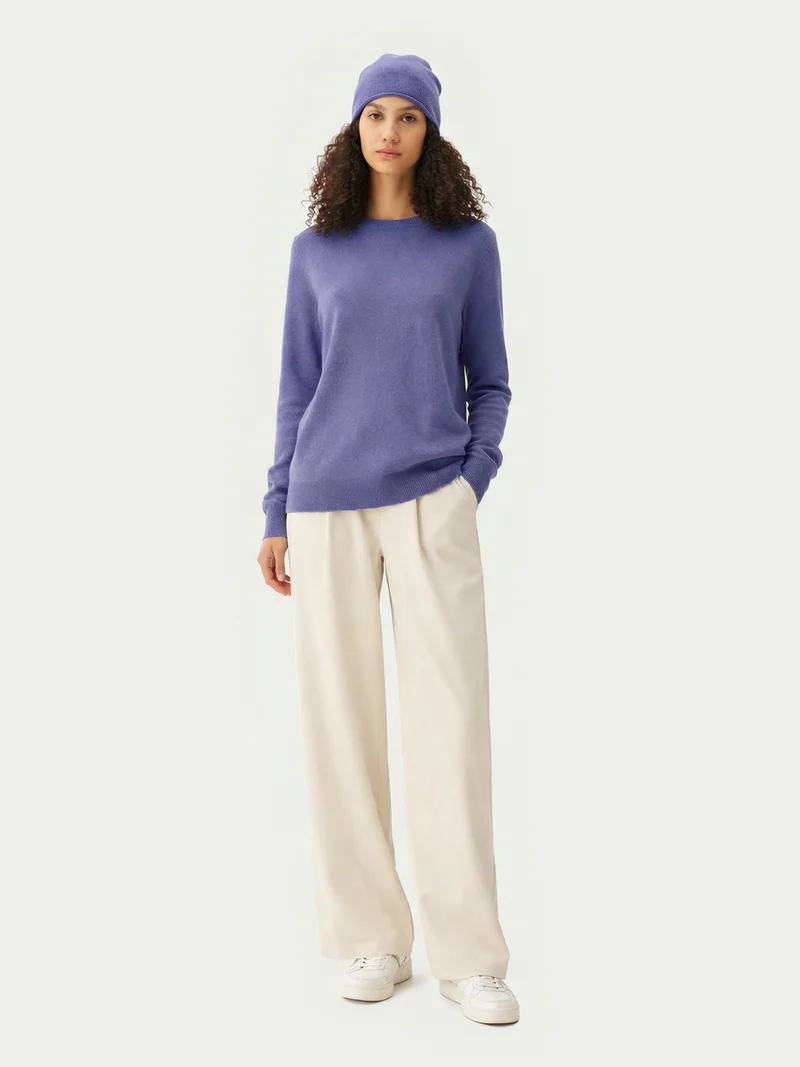 Kaschmir-Set aus Pullover und Mütze