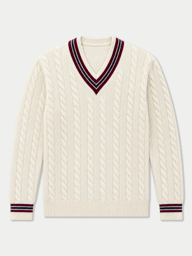 Cricket-Pullover mit Zopfmuster