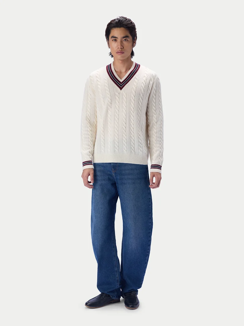 Cricket-Pullover mit Zopfmuster