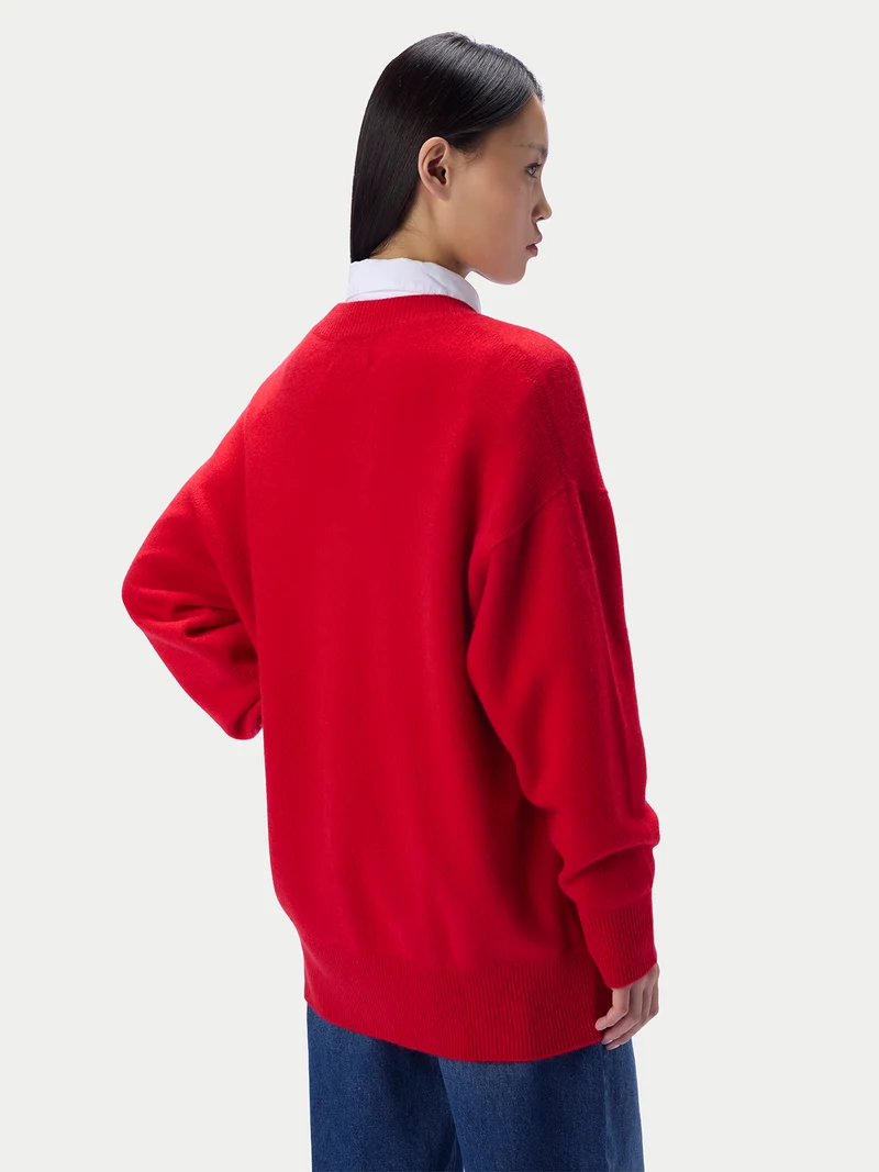 Kaschmir-Strickjacke mit lockerer Passform und V-Ausschnitt