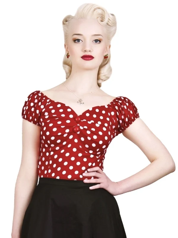 Top Dolores Polka, Rot, Plus Size