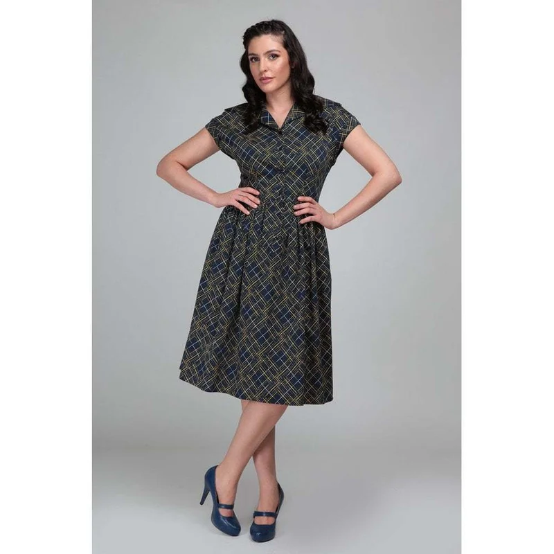 Swingkleid Judy Hatch, Navy, Plus Size