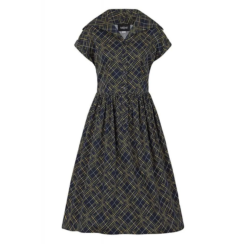 Swingkleid Judy Hatch, Navy, Plus Size
