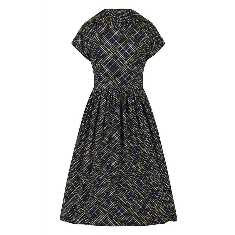 Swingkleid Judy Hatch, Navy, Plus Size