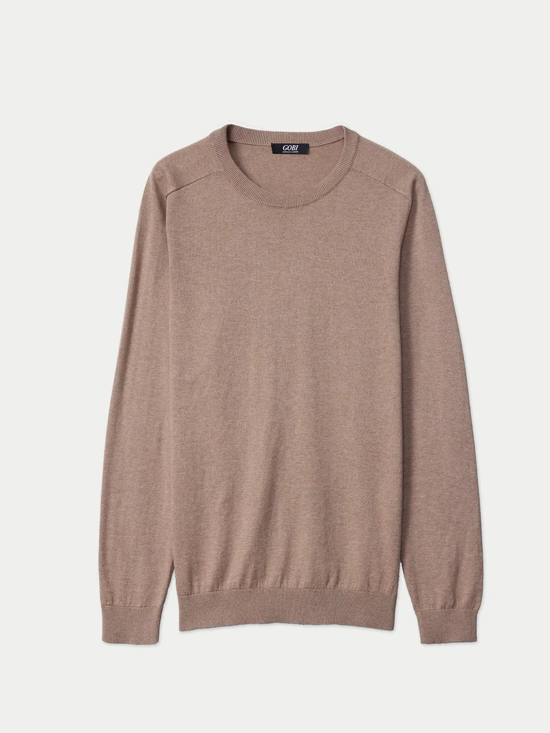 Pullover mit R-Ausschnitt aus Baumwoll-Seiden-Kaschmir-Mischung