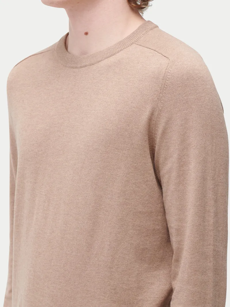 Pullover mit R-Ausschnitt aus Baumwoll-Seiden-Kaschmir-Mischung