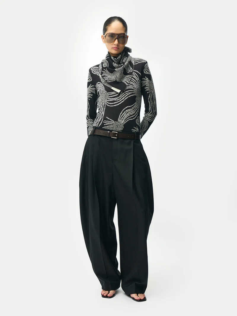 Kaschmir-Seiden-Pullover mit Seilknoten-Print