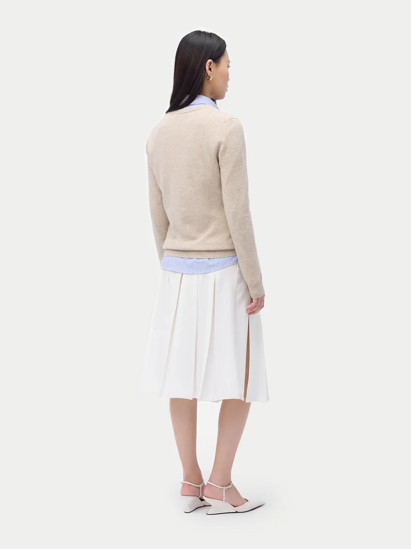 Basic Kaschmir V-Ausschnitt-Pullover