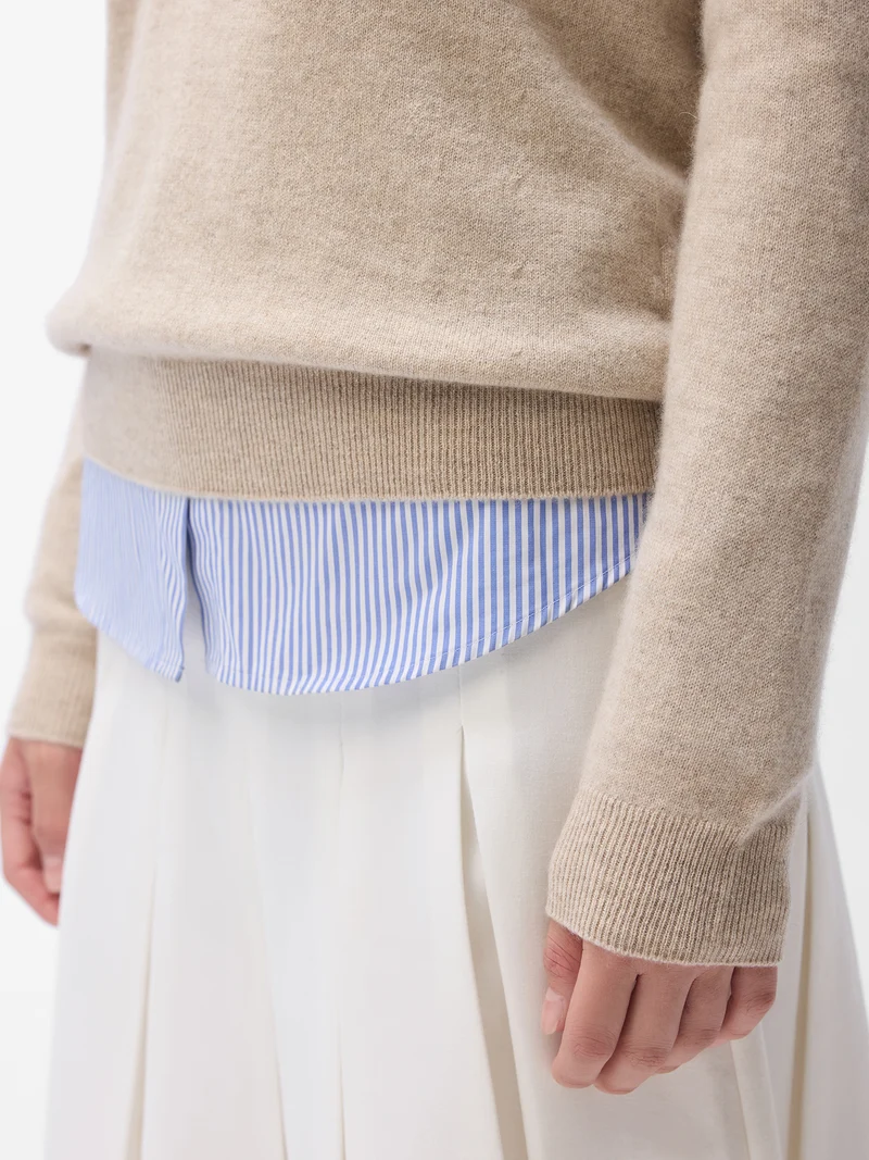 Basic Kaschmir V-Ausschnitt-Pullover