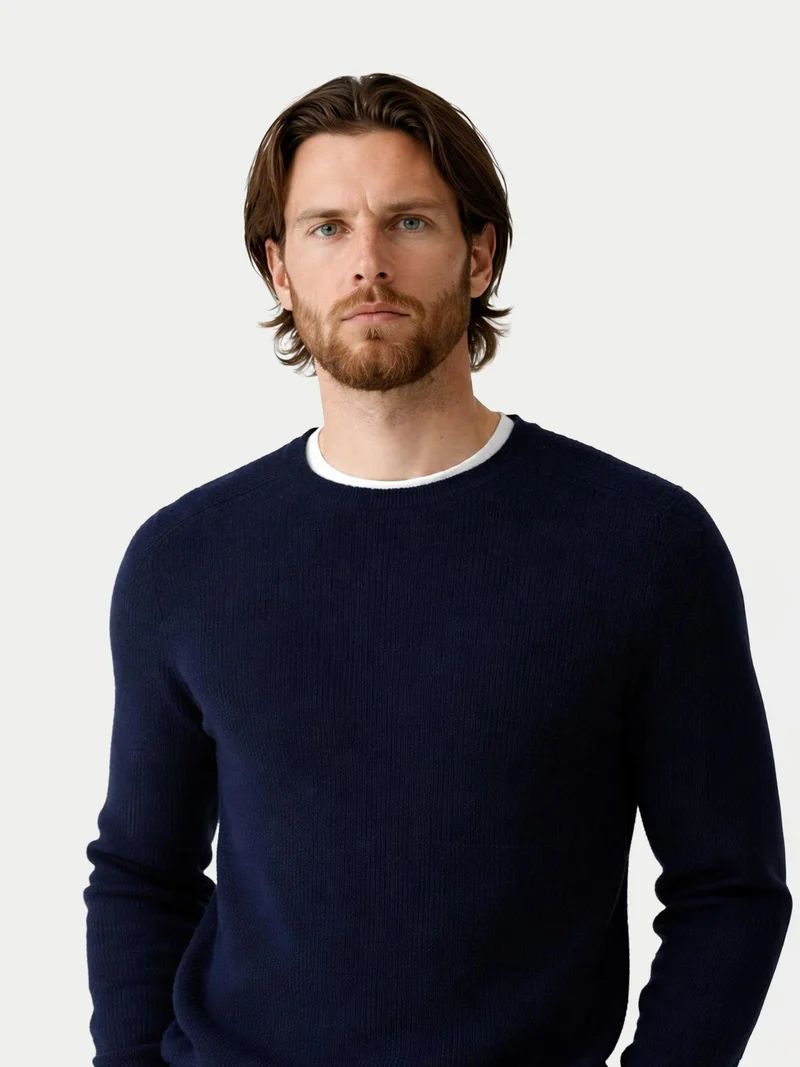 Herren Kaschmir-Pullover mit Rippenstrick