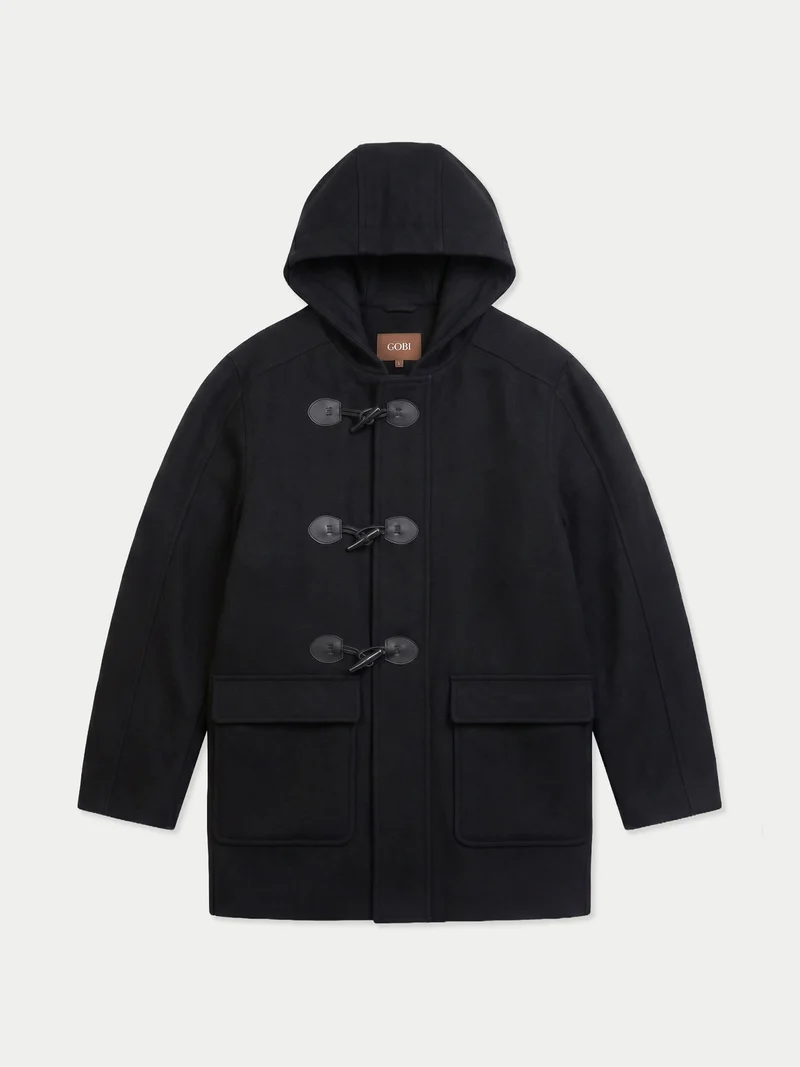 Dufflecoat aus Kaschmir mit Kapuze
