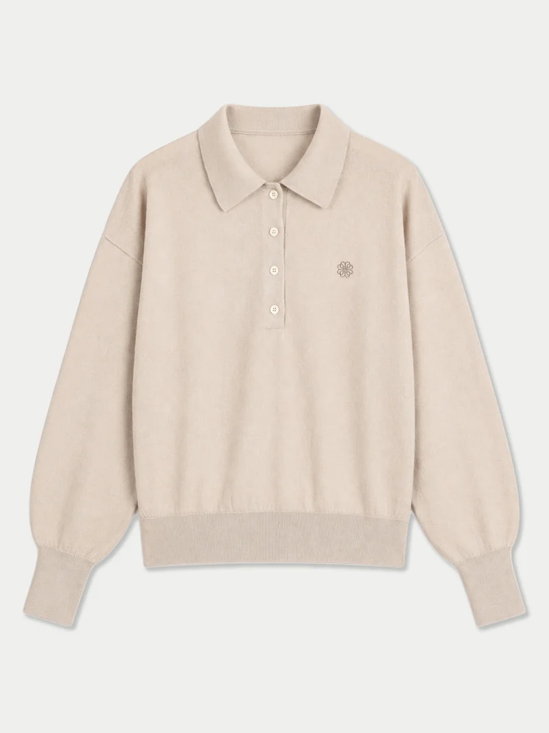 Kaschmir-Seidenpullover mit Polokragen