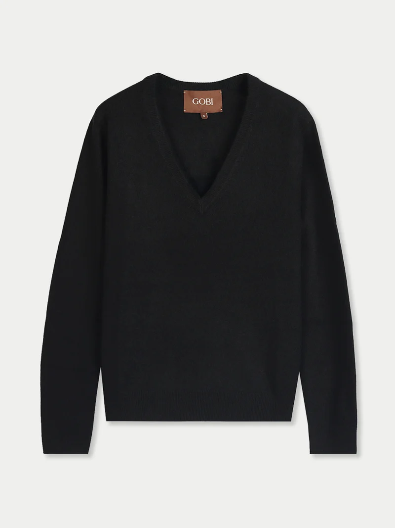 Kaschmirpullover mit tiefem V-Ausschnitt
