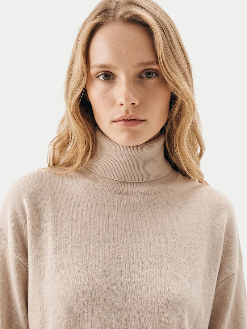 Kaschmir-Seidenpullover mit Rollkragen