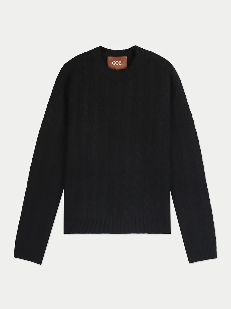 Kaschmir-Pullover mit durchgehendem Zopfmuster