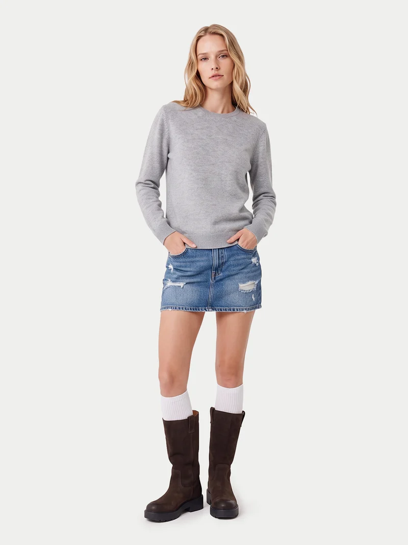 Schlichter Kaschmirpullover mit Rundhalsausschnitt