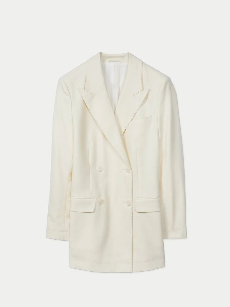 Naturfarbener Kaschmir Zweireiher-Blazer