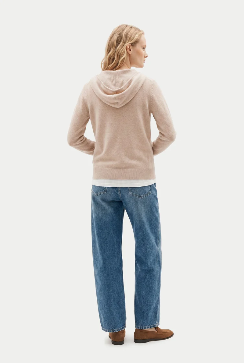 Damen Zip-Hoodie mit Smiley-Tasche