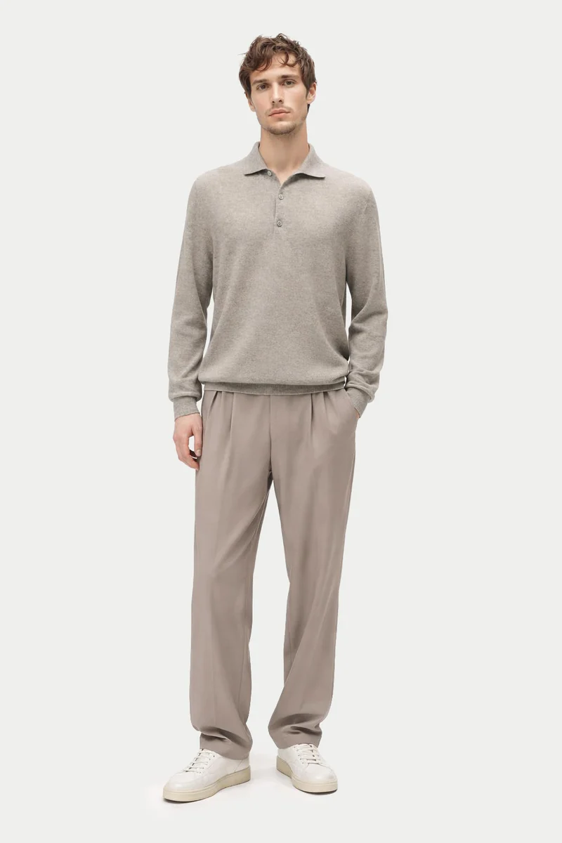 Basic Kaschmirpullover mit Polokragen
