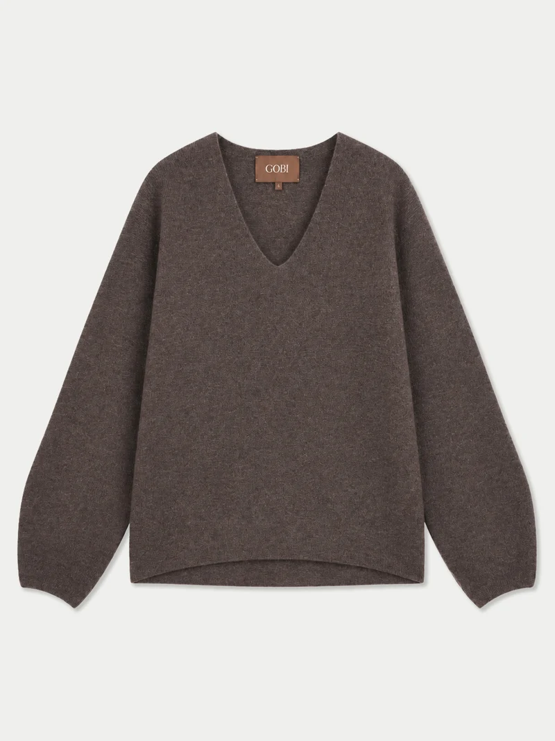 Kaschmir-Pullover mit tiefem V-Ausschnitt
