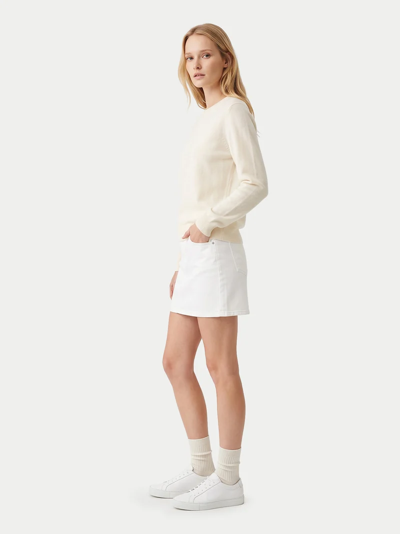 Schlichter Kaschmirpullover mit Rundhalsausschnitt