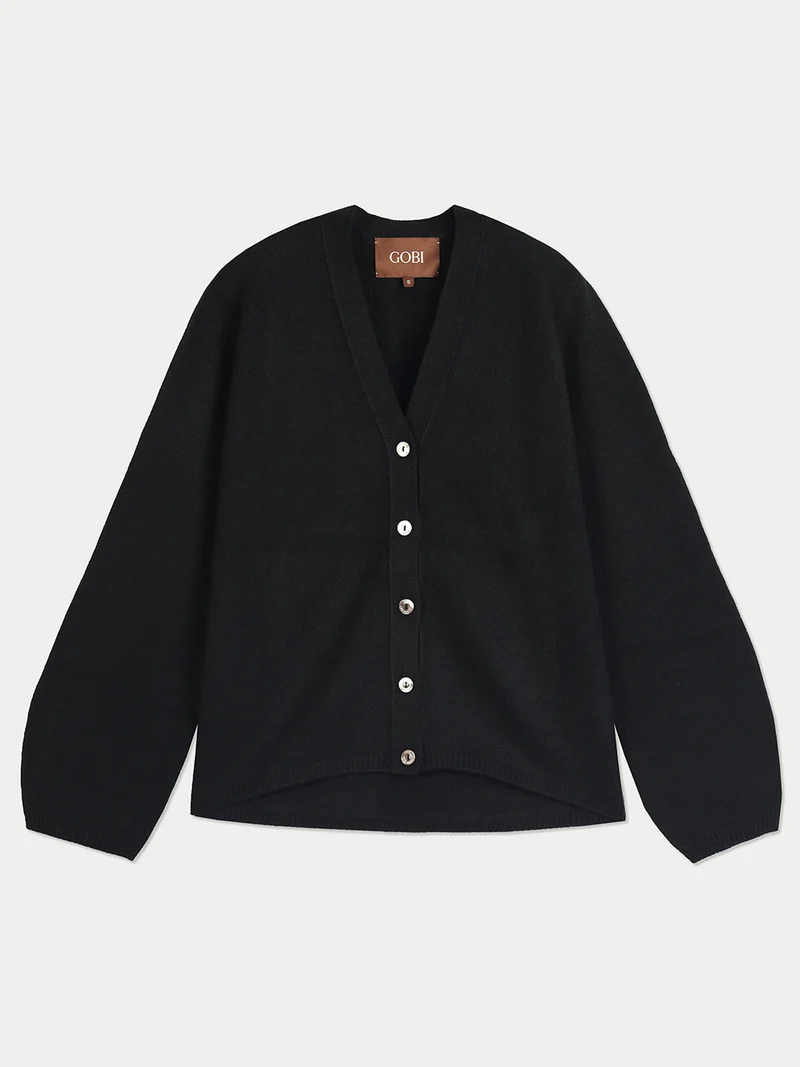 Kaschmir-Strickjacke mit V-Ausschnitt
