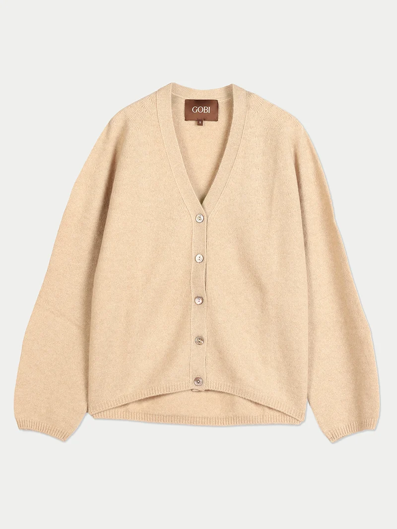 Kaschmir-Strickjacke mit V-Ausschnitt
