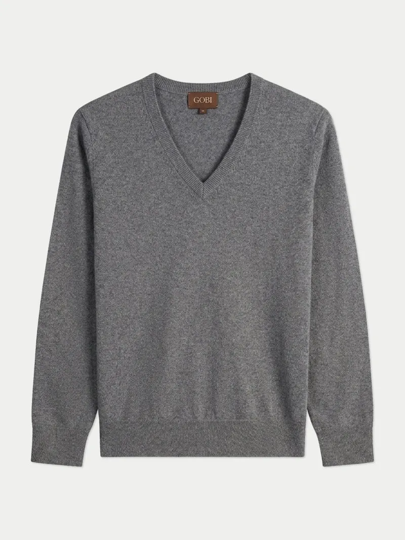 Damen Kaschmirpullover mit V-Ausschnitt