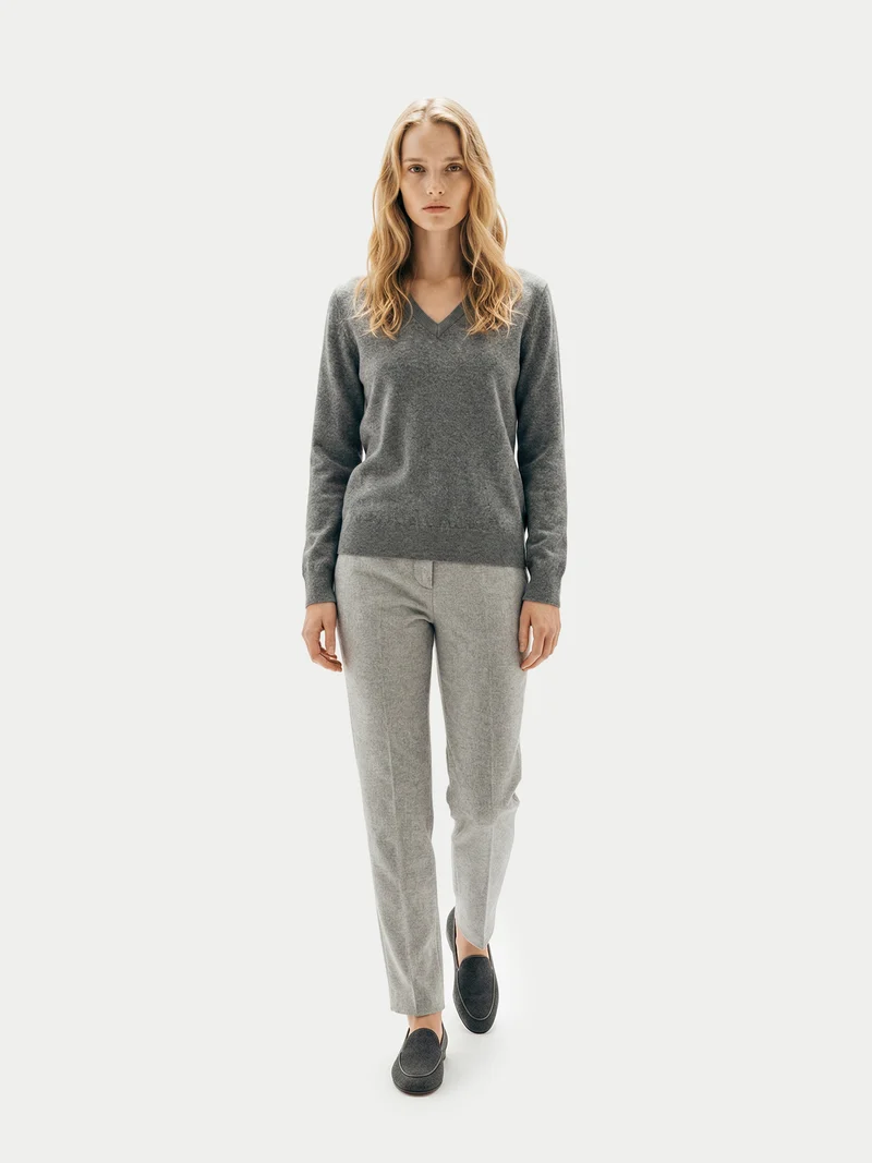 Damen Kaschmirpullover mit V-Ausschnitt