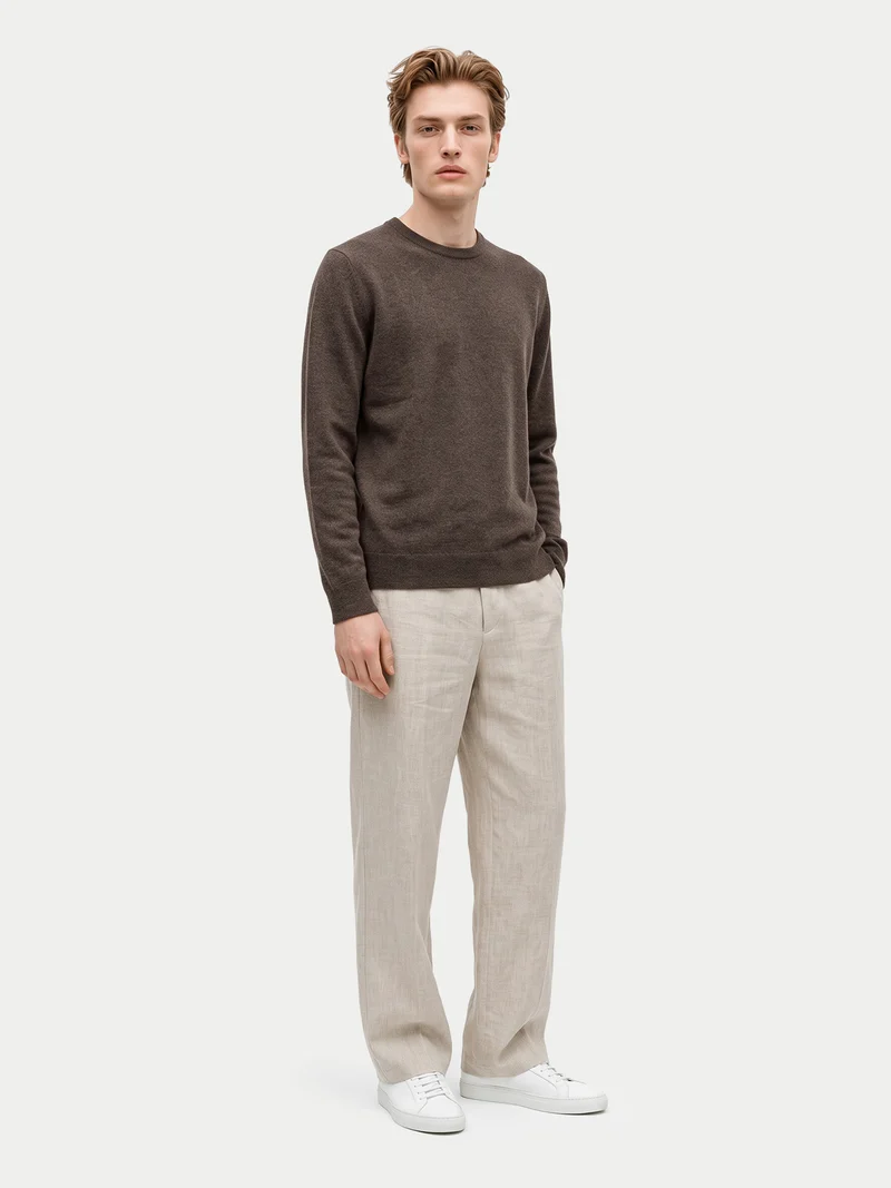 Feiner Kaschmirpullover mit Rundhalsausschnitt