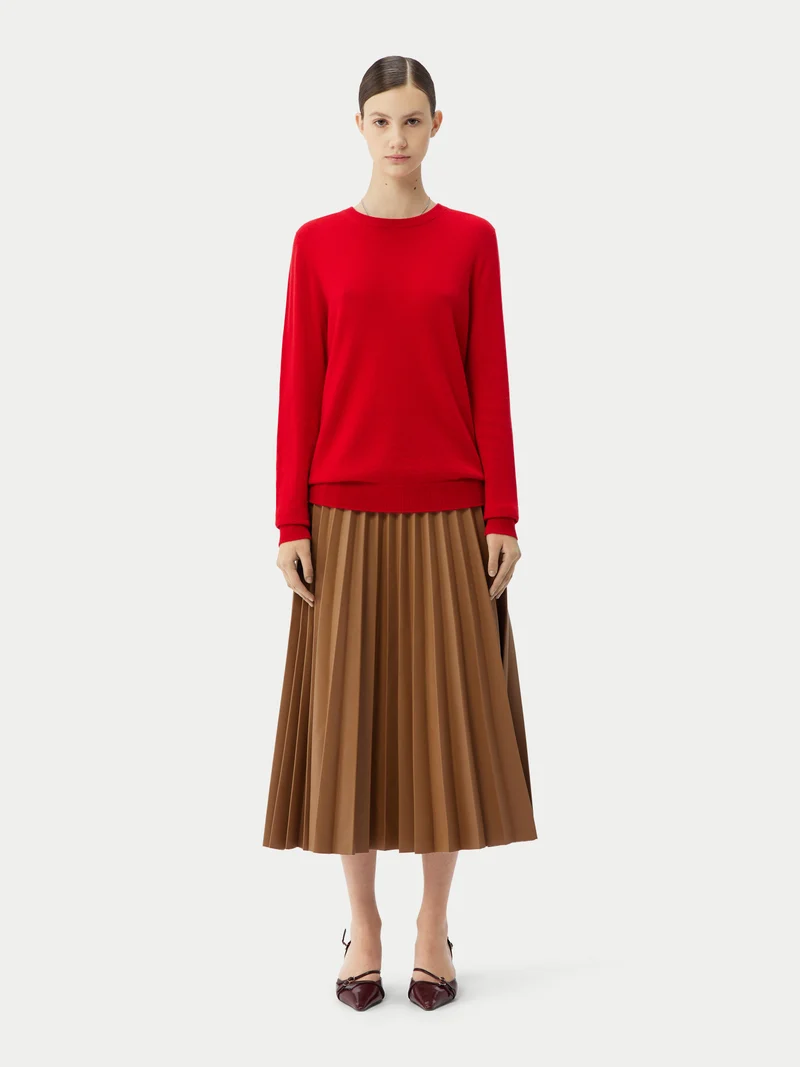 Basic R-Ausschnitt Kaschmirpullover