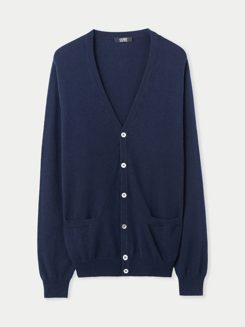 V-Ausschnitt Kaschmir Strickjacke mit Knöpfen